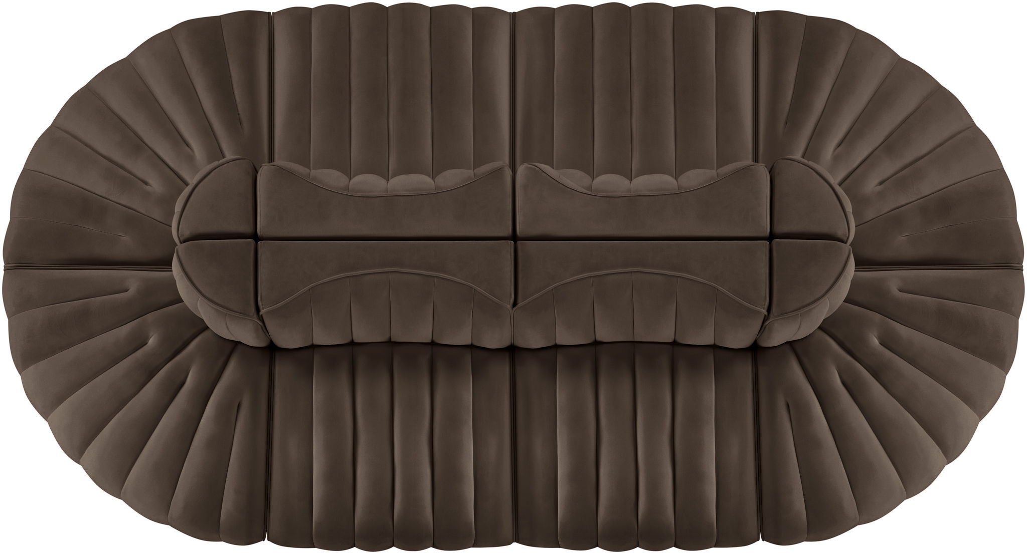 Rummi - Oval Velvet Performance Fabric Upholstered 8 Piece Modular Sectional