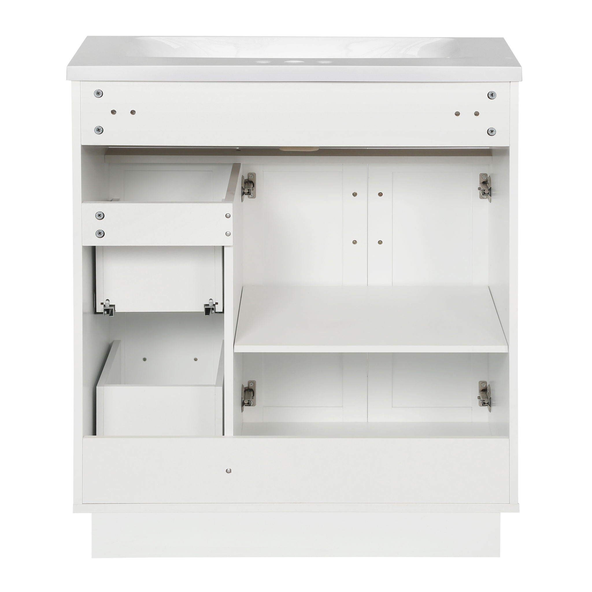 Bathroom Vanity With 2 Doors, 2 Drawers, Adjustable Shelf, Hidden Slides & Soft Close Hinges