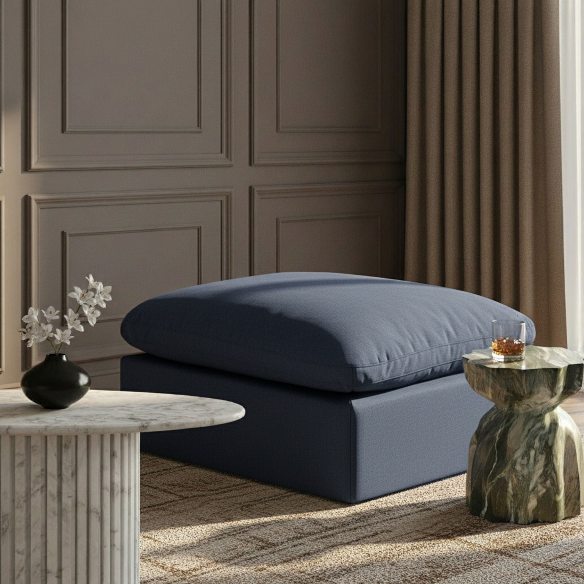 Indulge - Linen Ottoman
