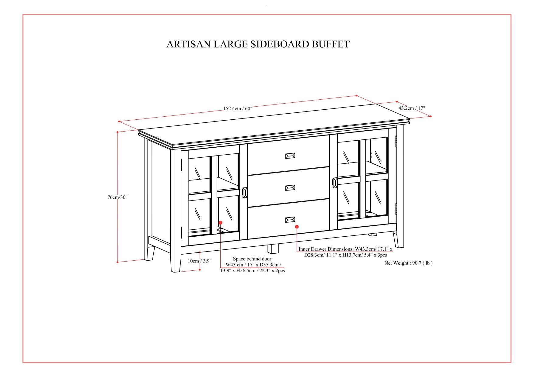 Artisan - Large Sideboard Buffet - Russet Brown