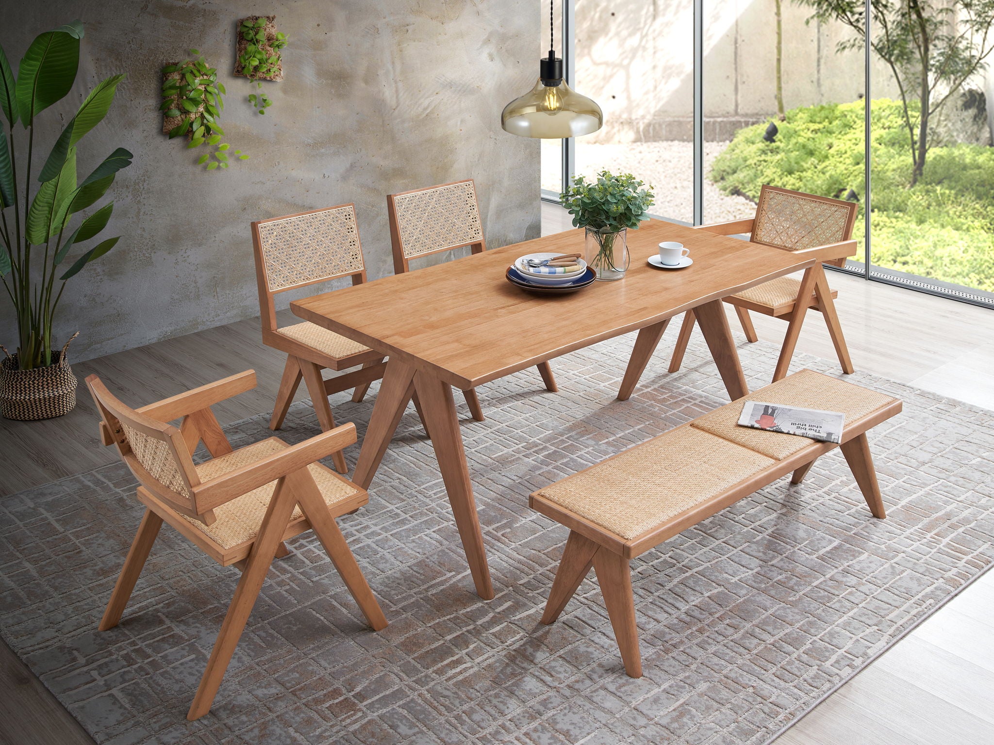 Valentina - 6 Pieces Patio Furniture Set - Rattan / Natural