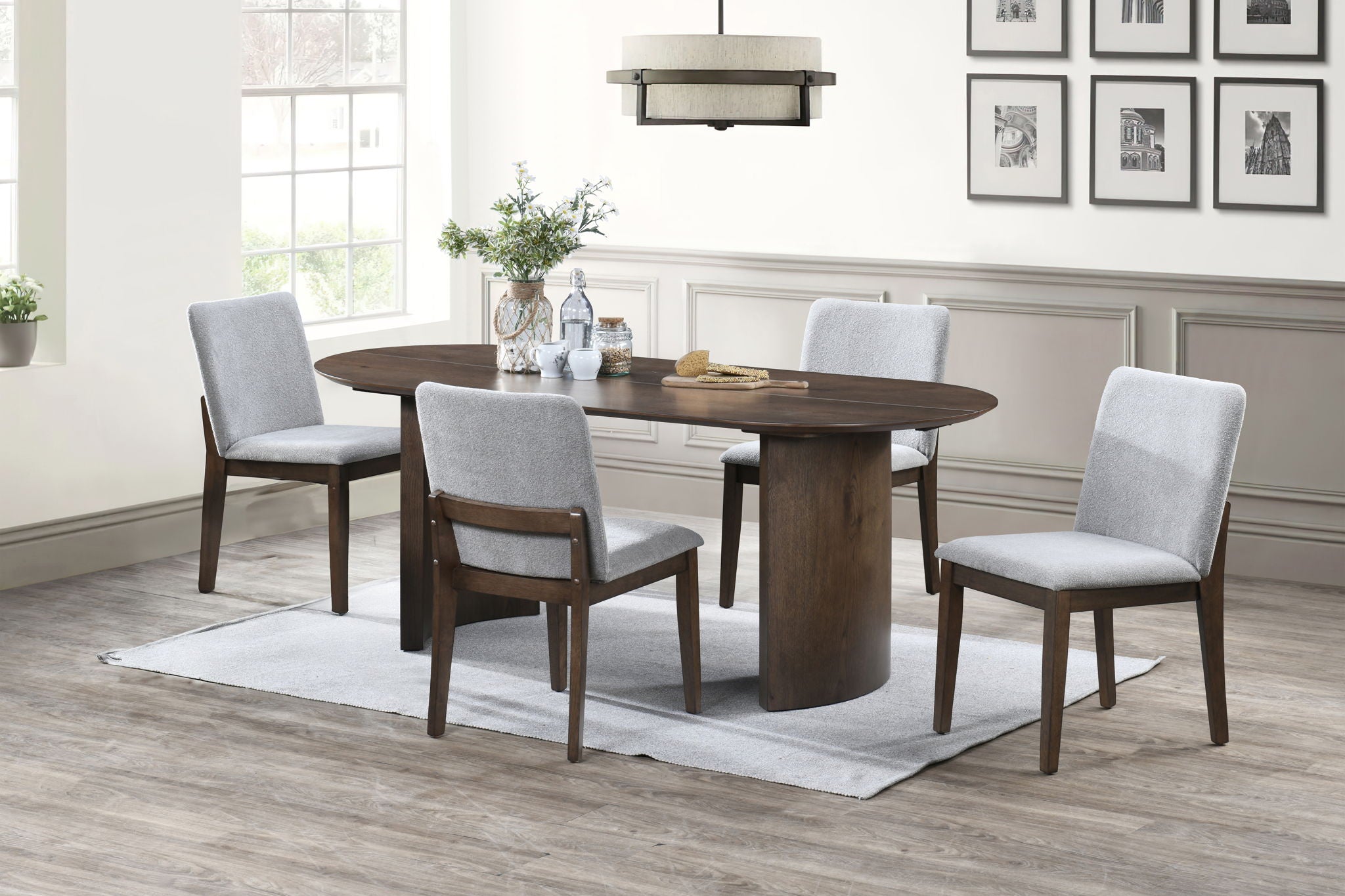 Kody - 79" Oval Fixed-Top Dining Table Set
