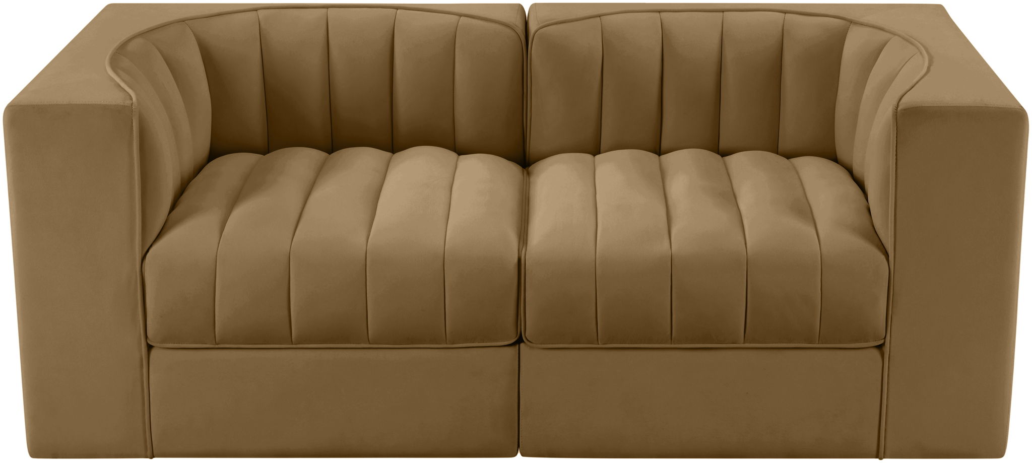 Rummi - Velvet Performance Fabric Upholstered 2 Piece Modular Loveseat