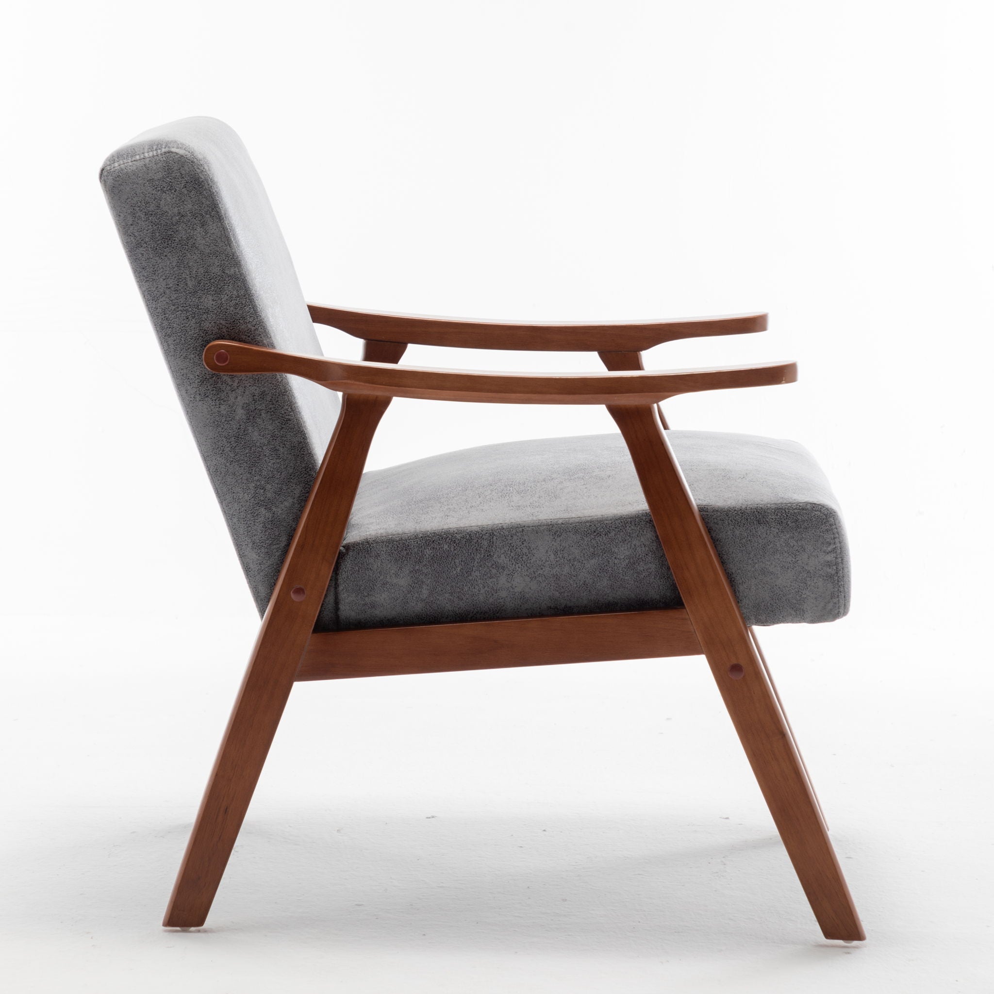 Mid Century Modern Accent Chair With Solid Wood Frame And Extra Thick Backrest