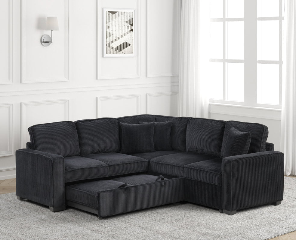 Ariel Sectional Pullout bed dub Charging ports – Includes Free TV or Area Rug