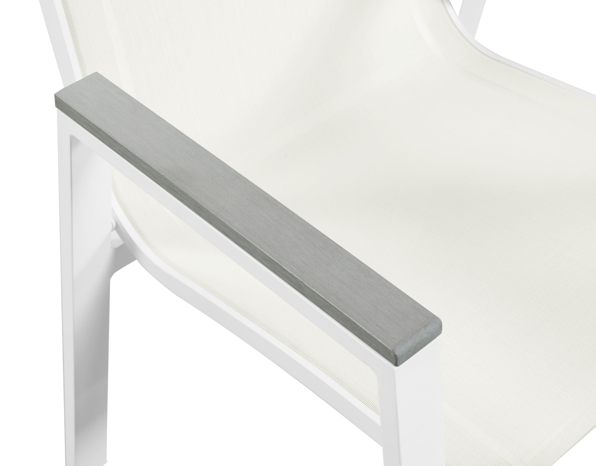 Nizuc - Outdoor Patio Dining Arm Chair With White Frame And Gray Arms (Set of 2)