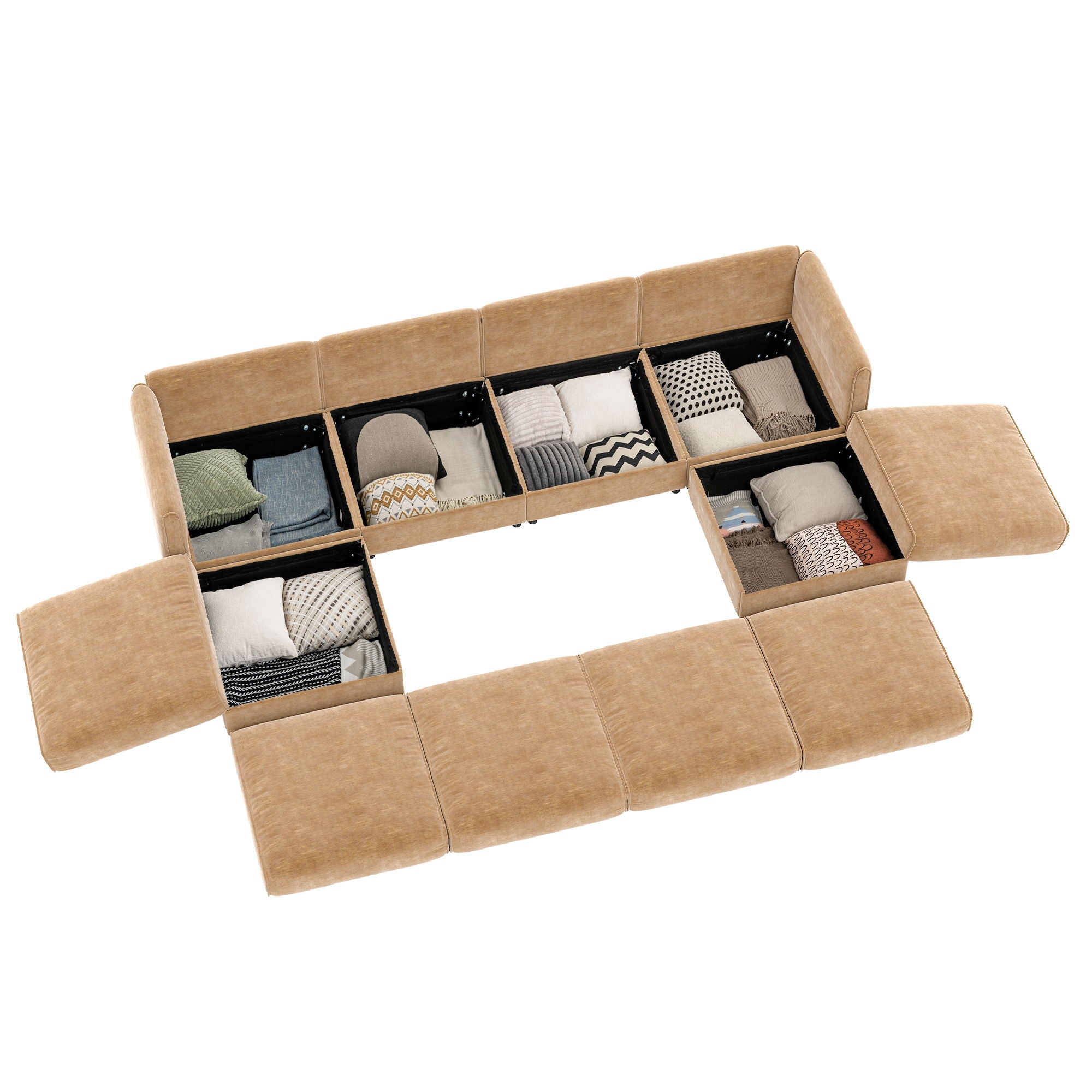 Contemporary Elegant Sofa With Storage And Ottoman