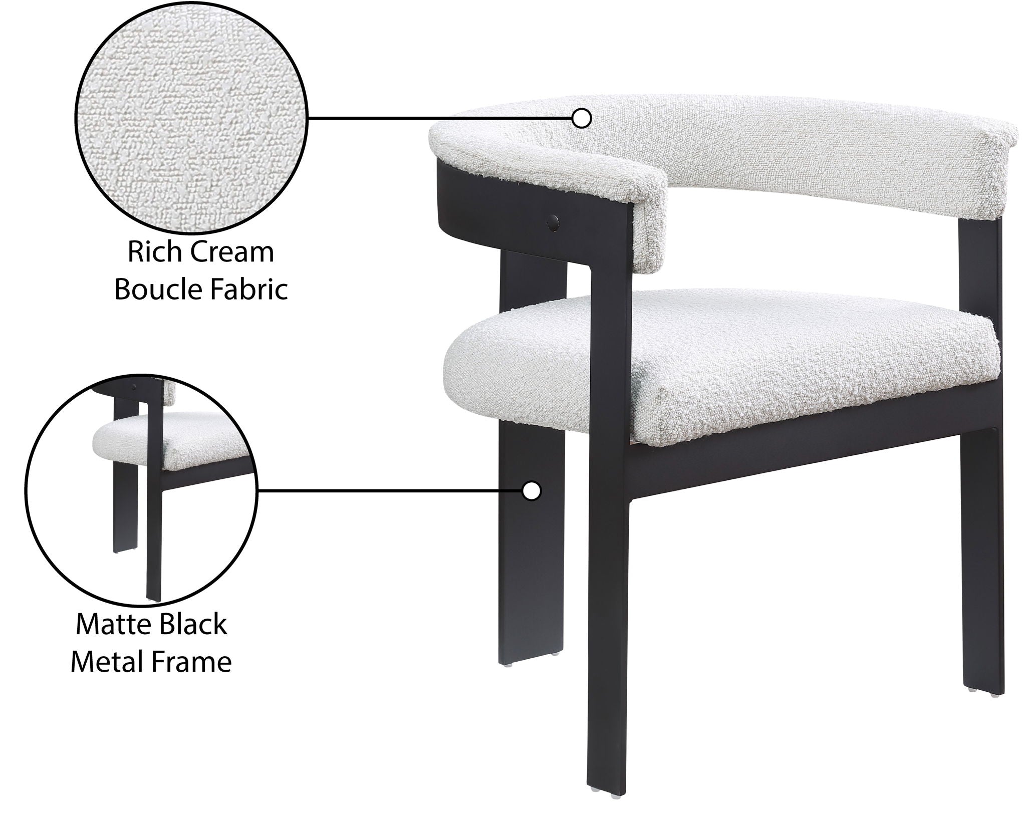 Romeo - Boucle Dining Chair With Black Base (Set of 2)