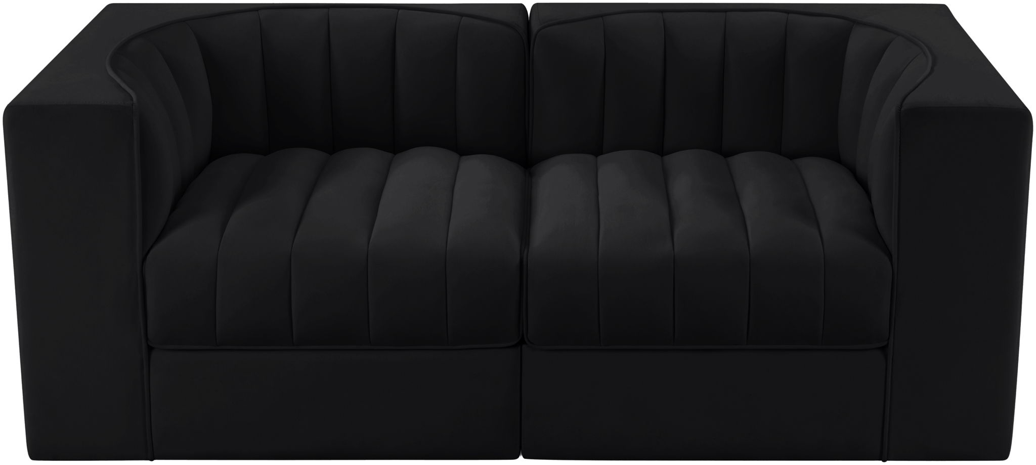 Rummi - Velvet Performance Fabric Upholstered 2 Piece Modular Loveseat