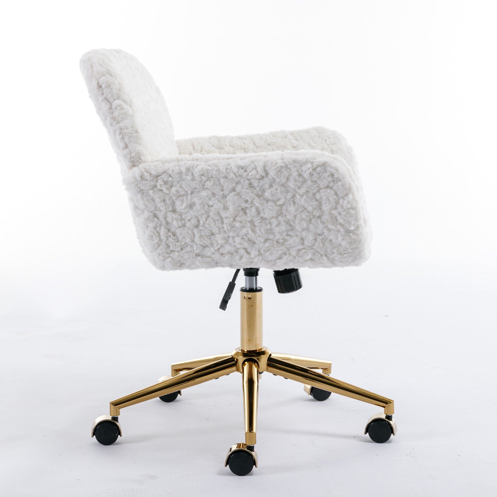 Office Chair, Artificial Rabbit Hair Home Office Chair With Metal Base, Adjustable Desk Chair Swivel Office Chair, Vanity Chair