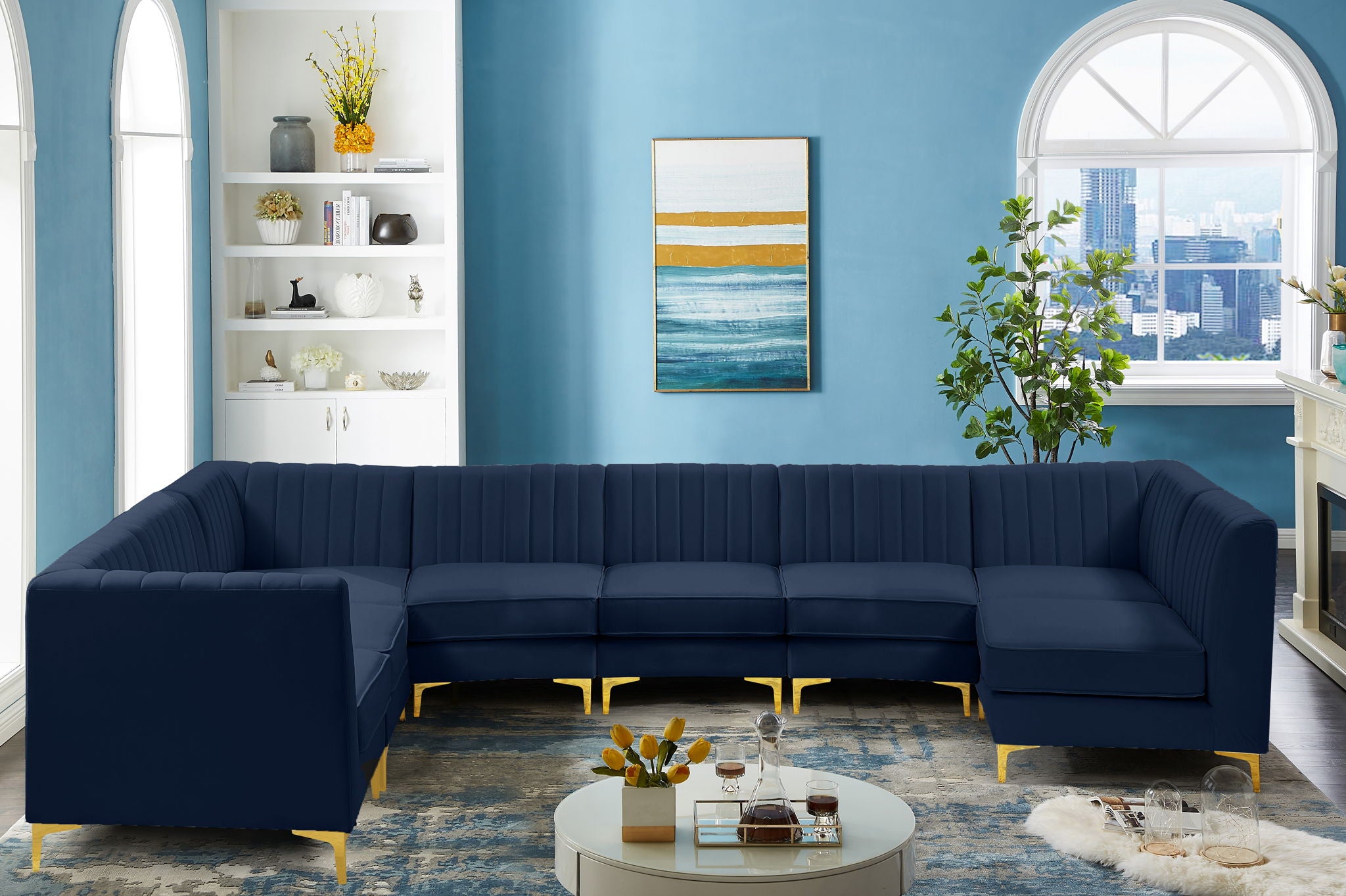 Alina - 8 Piece Velvet Modular Sectional