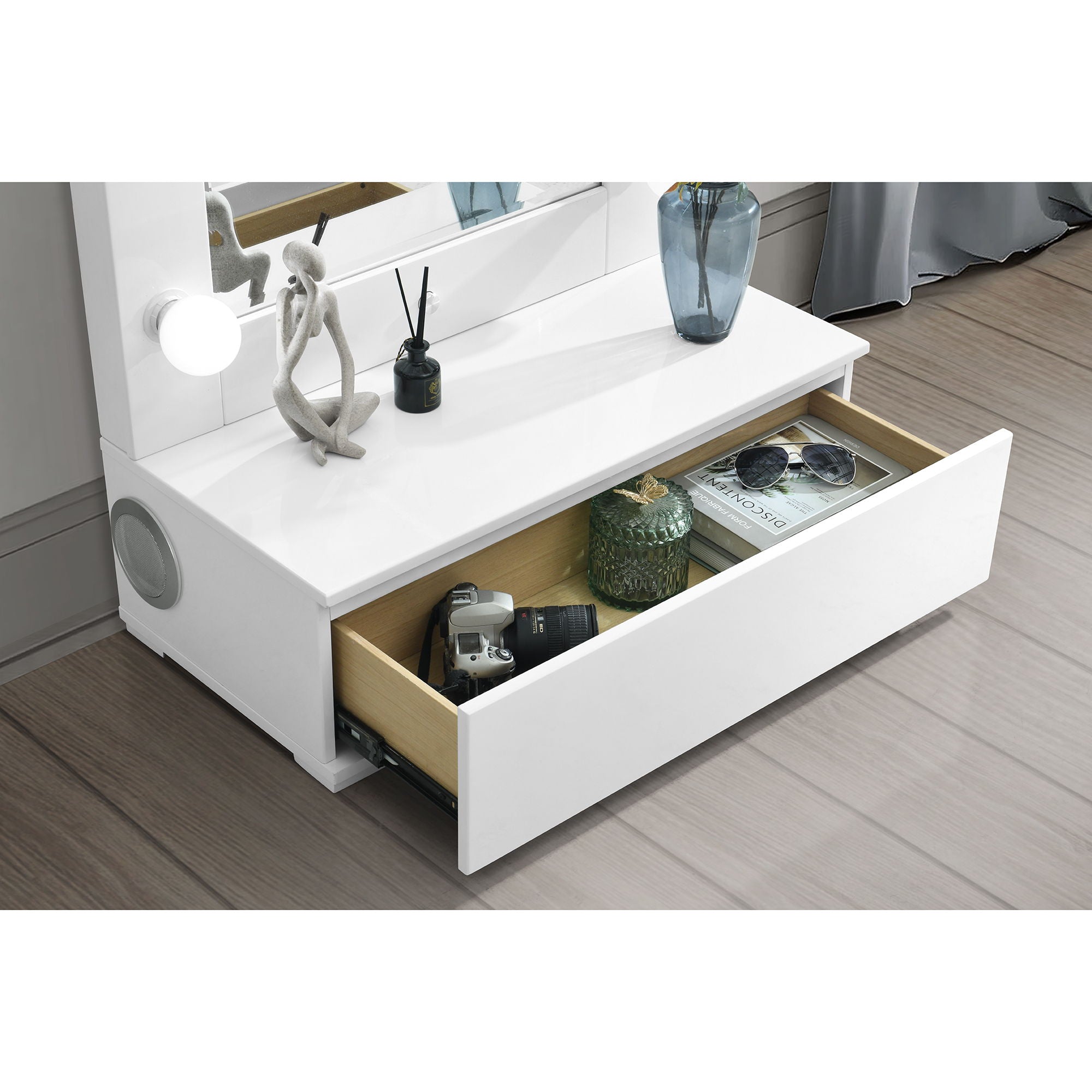 Elisa - Narrow Tall Mirror With Speaker And Drawer