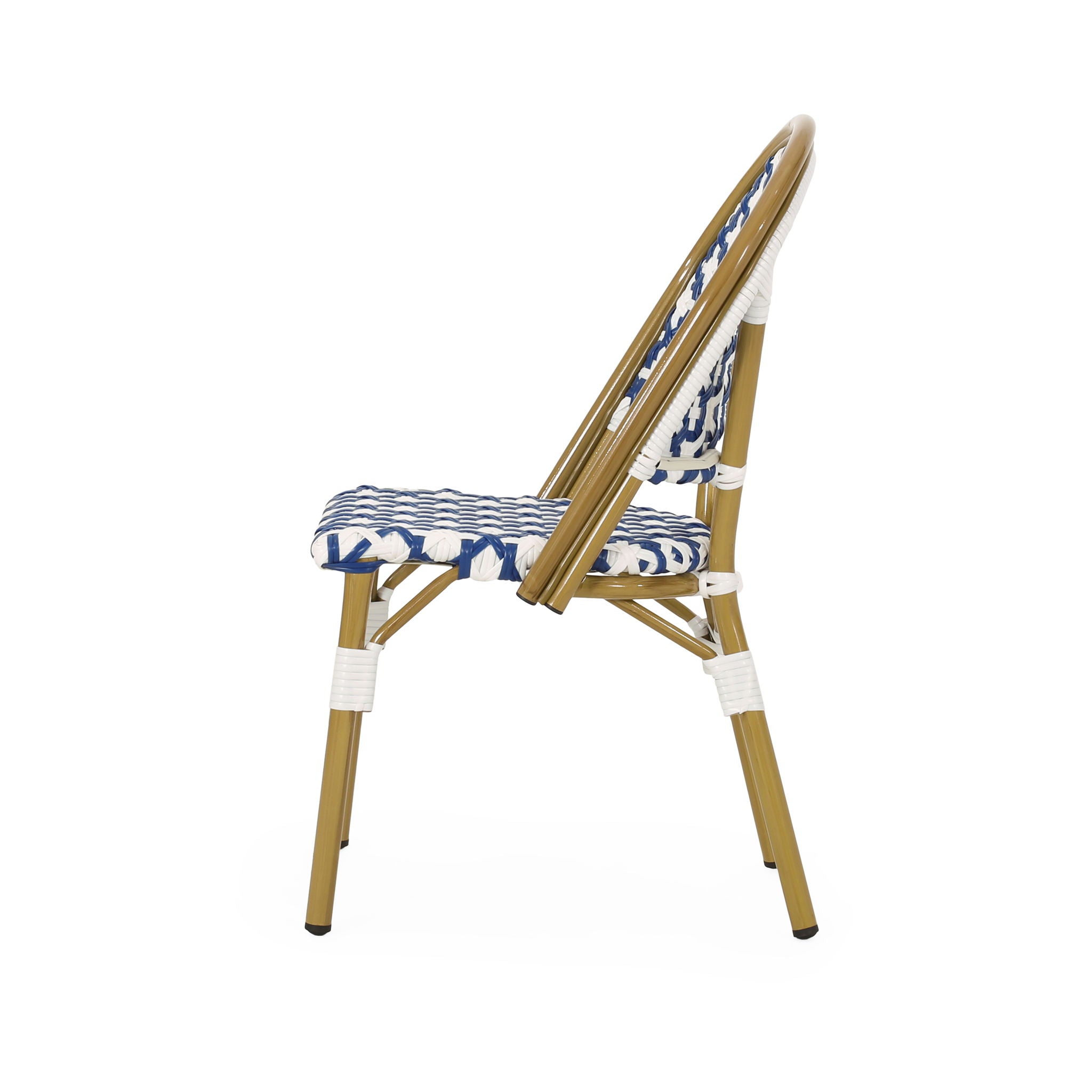 Chic French Bistro Chair With Durable Rattan And Aluminum Frame