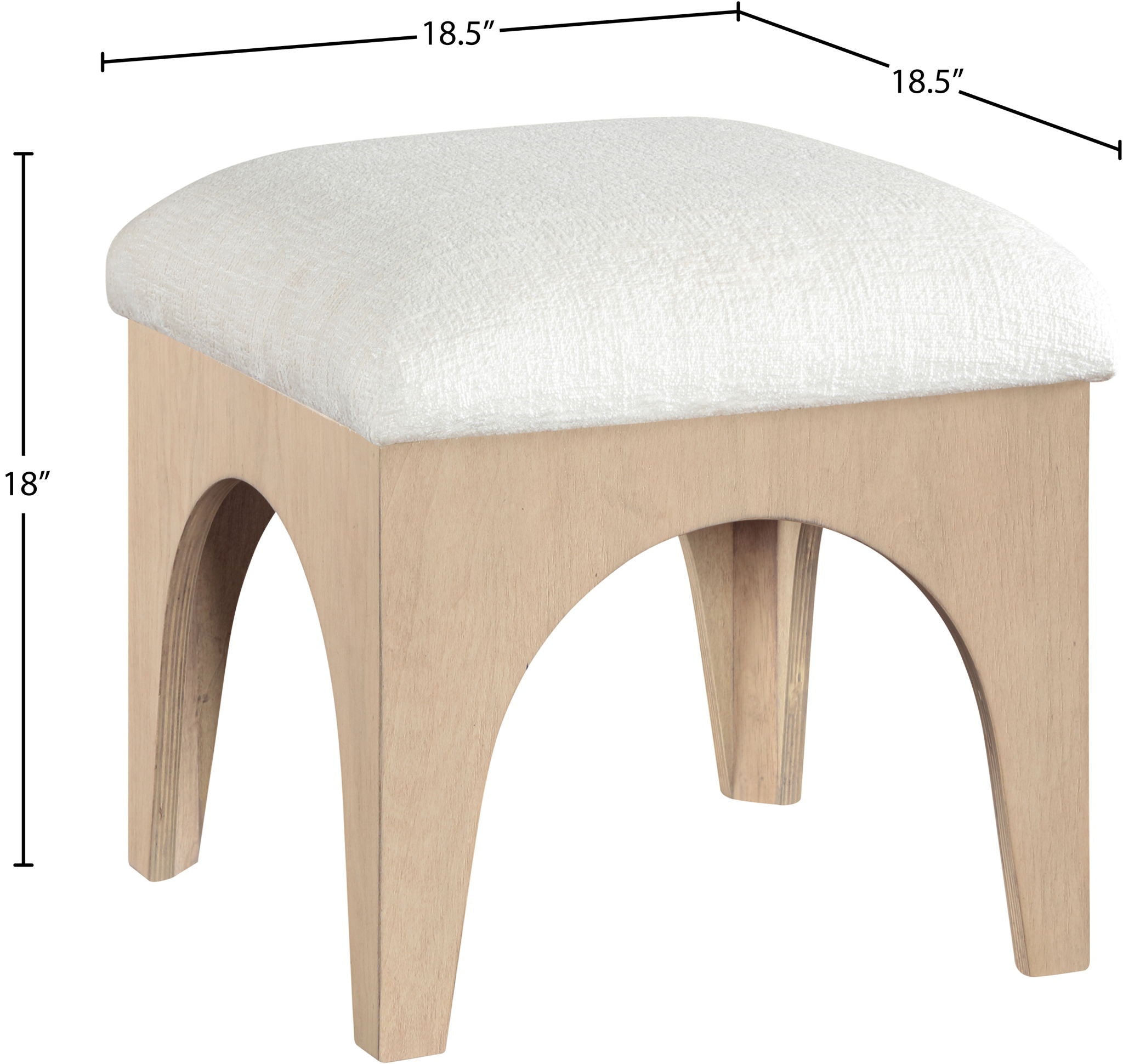 Lawson - Chenille Fabric Ottoman - Natural Base