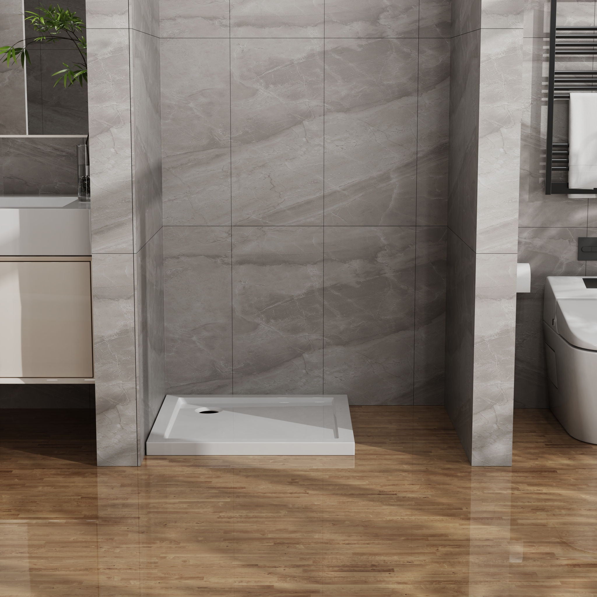 In Corner Drain Shower Base