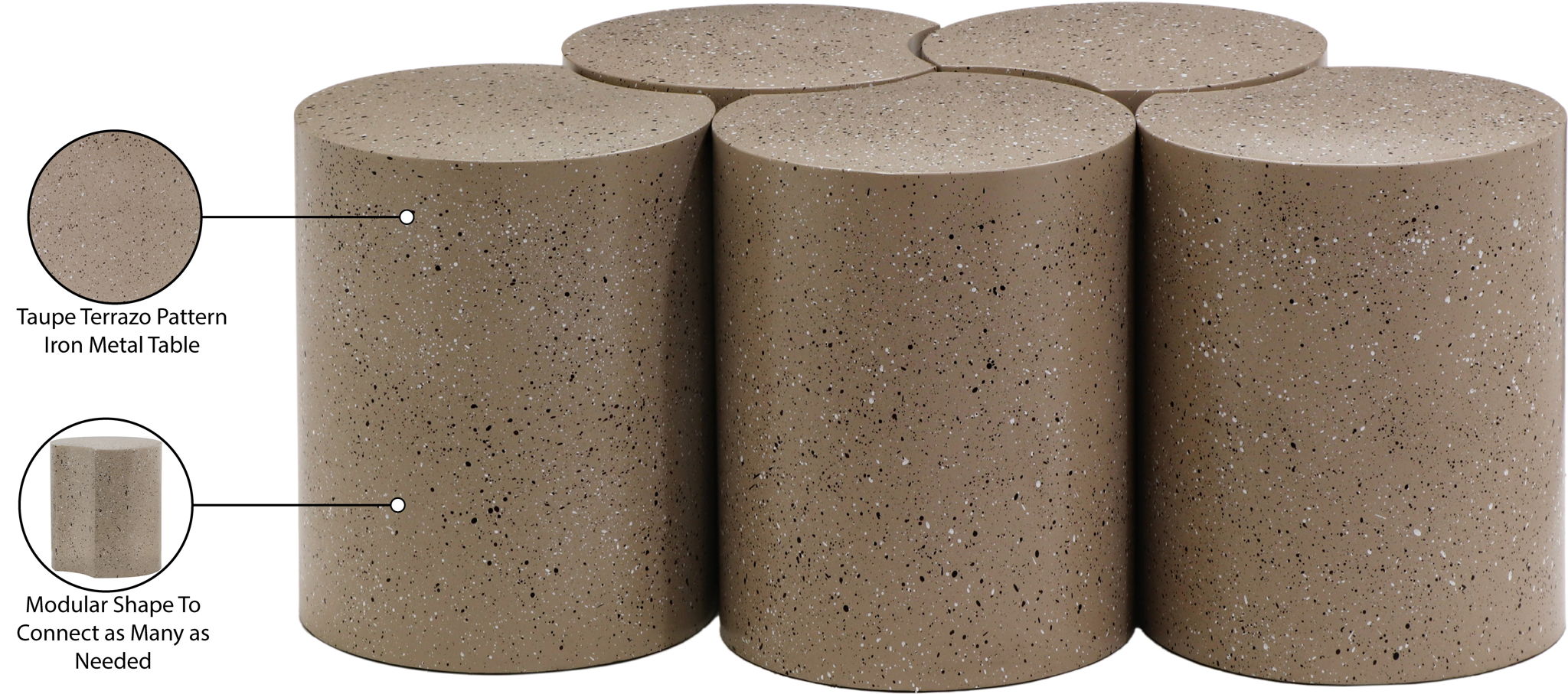Dimple - 5 Piece Modular Coffee Table - Terazzo Finish