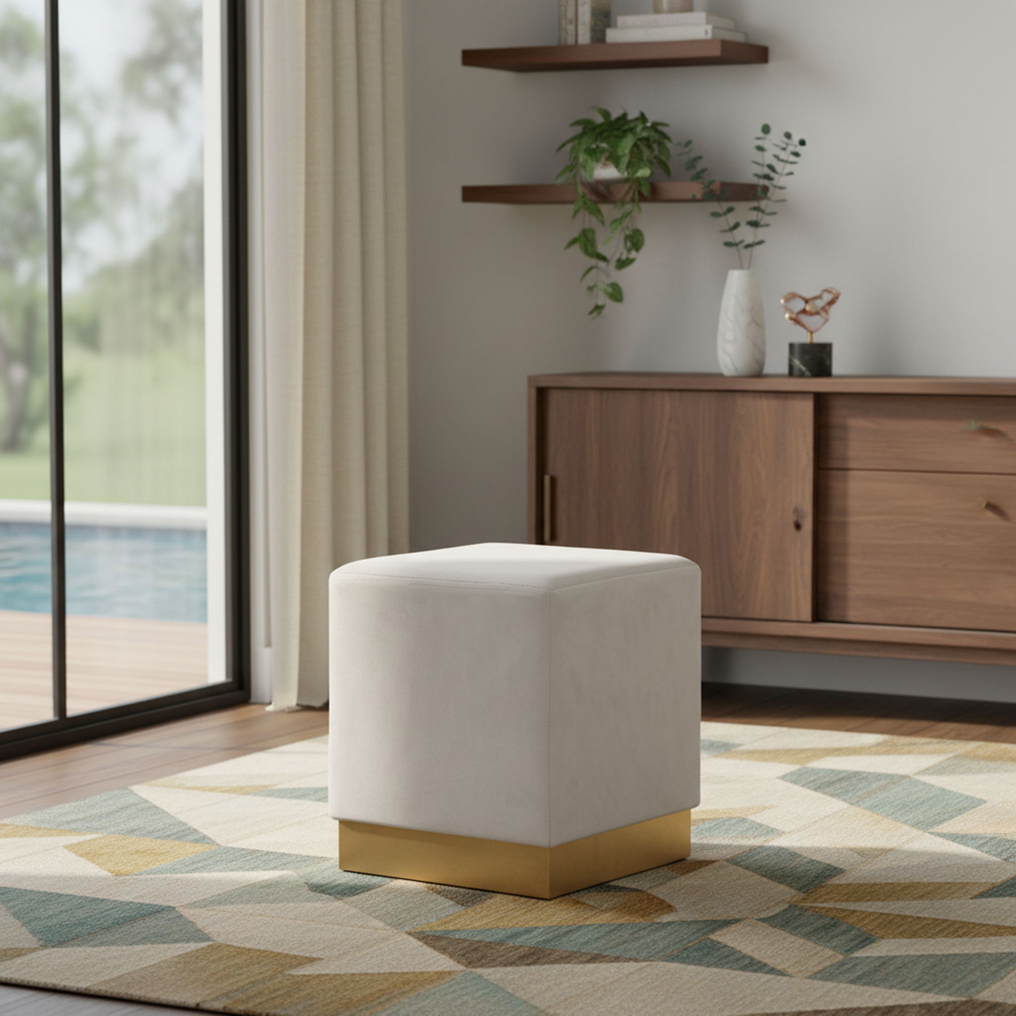 Jax - Stool Ottoman with Gold Base