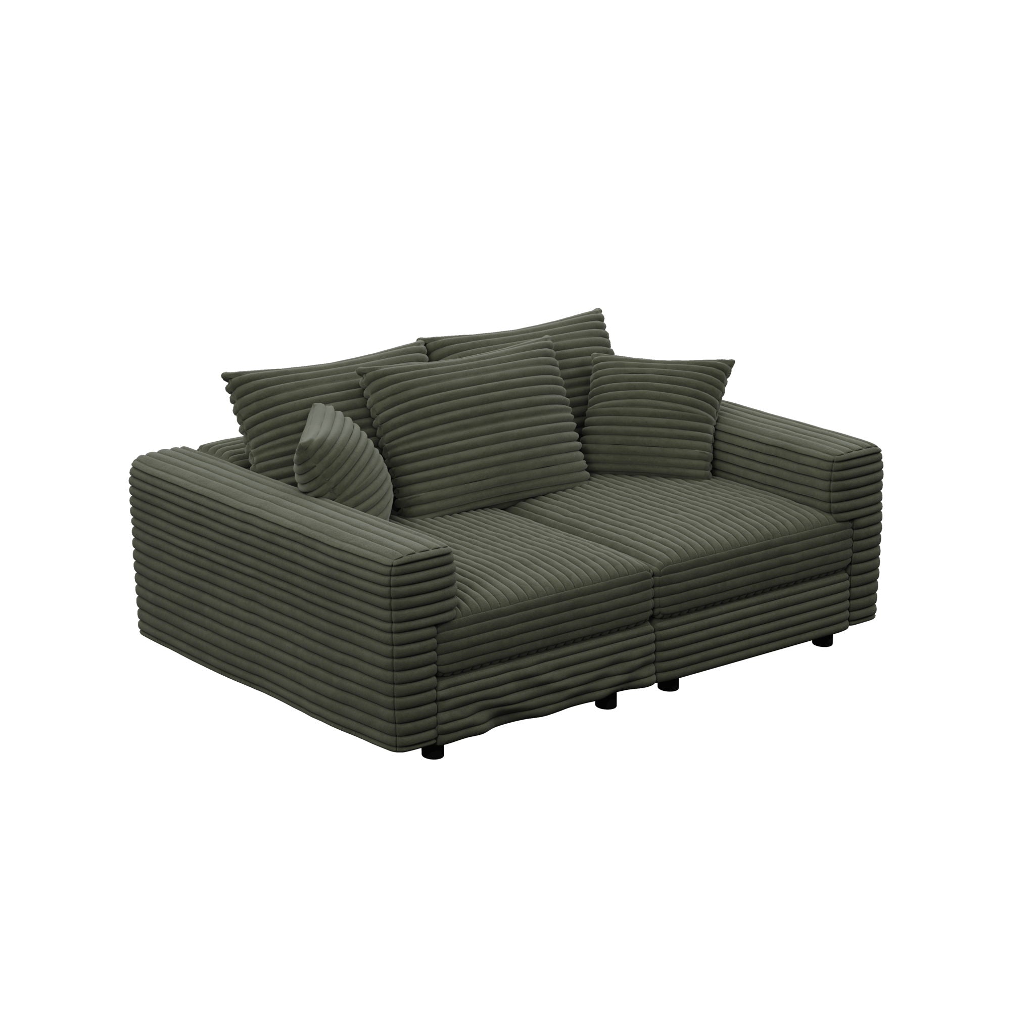 Convertible Deep Seat Sofa With Soft Pillows And Ottomans