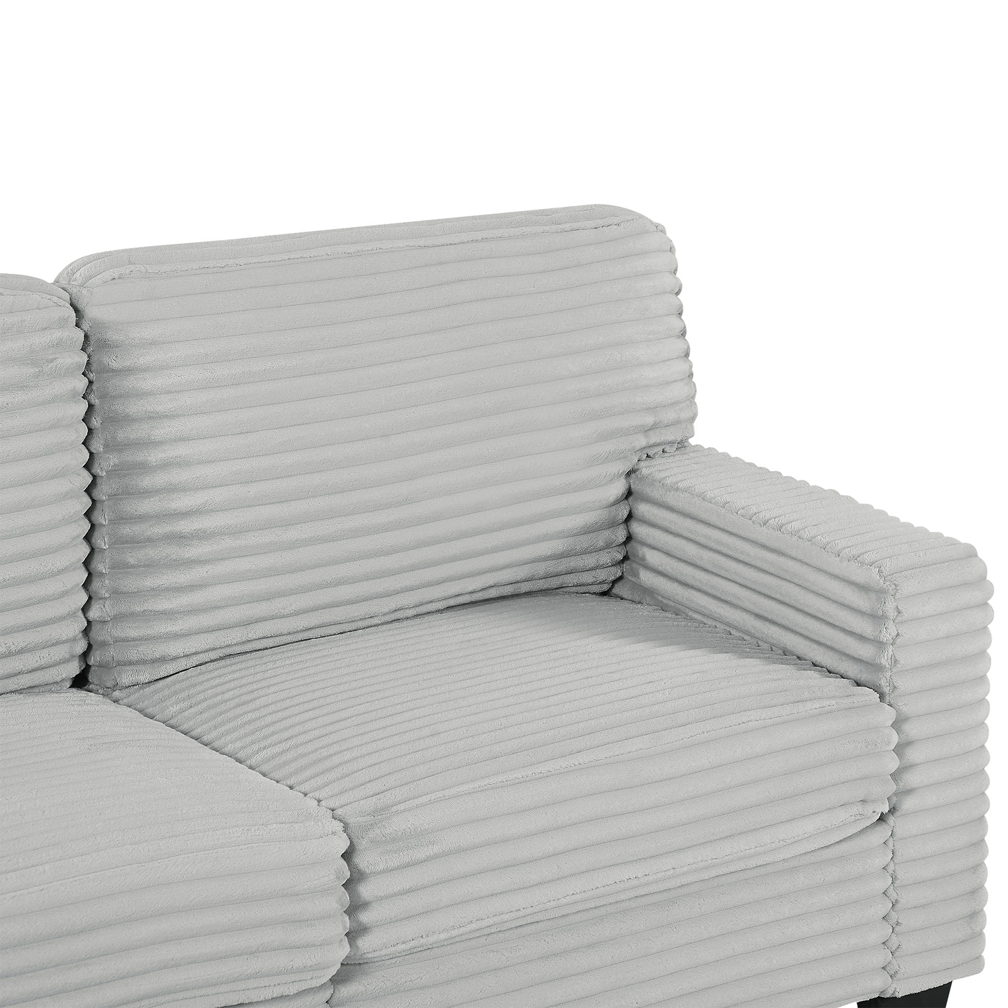 Upholstered U-Shaped Sectional Sofa With Movable Ottoman And Side Storage Pockets