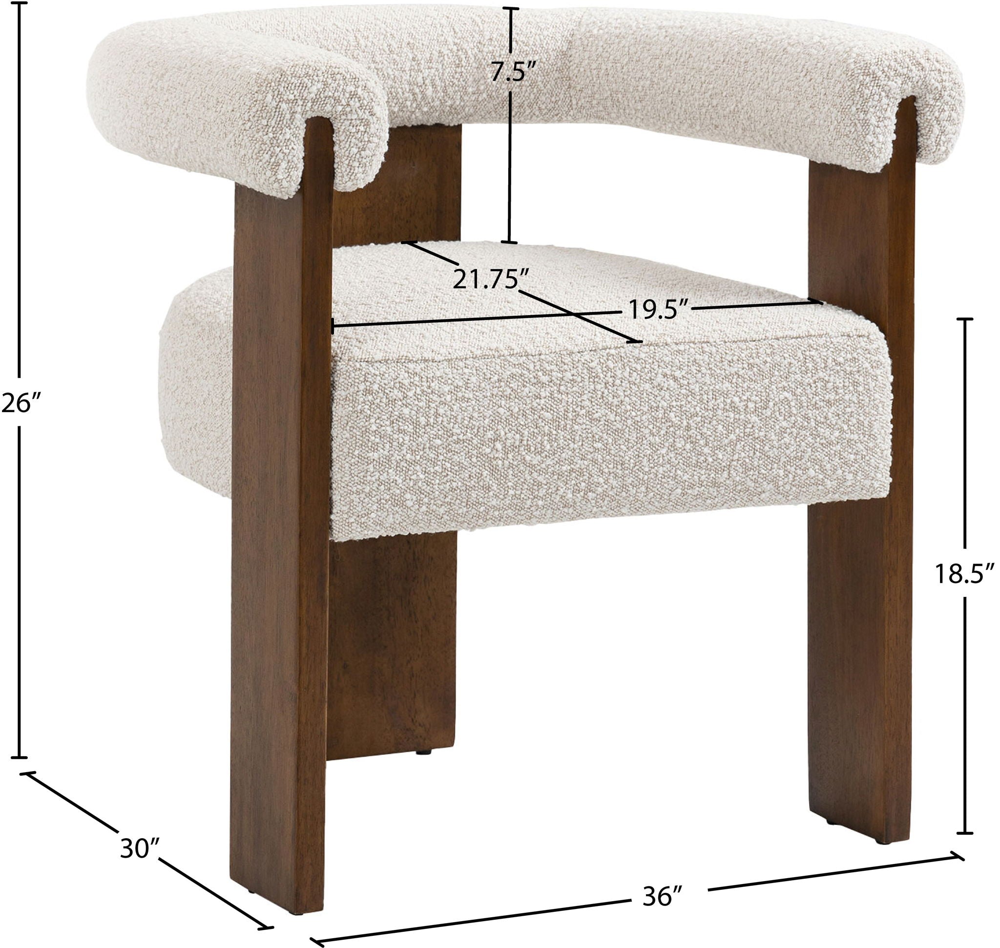 Barrel - Dining Chair - Dark Brown / Cream