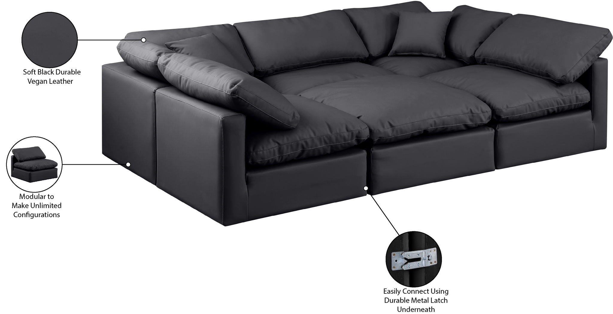 Indulge - Faux Leather 6 Piece Modular Sectional