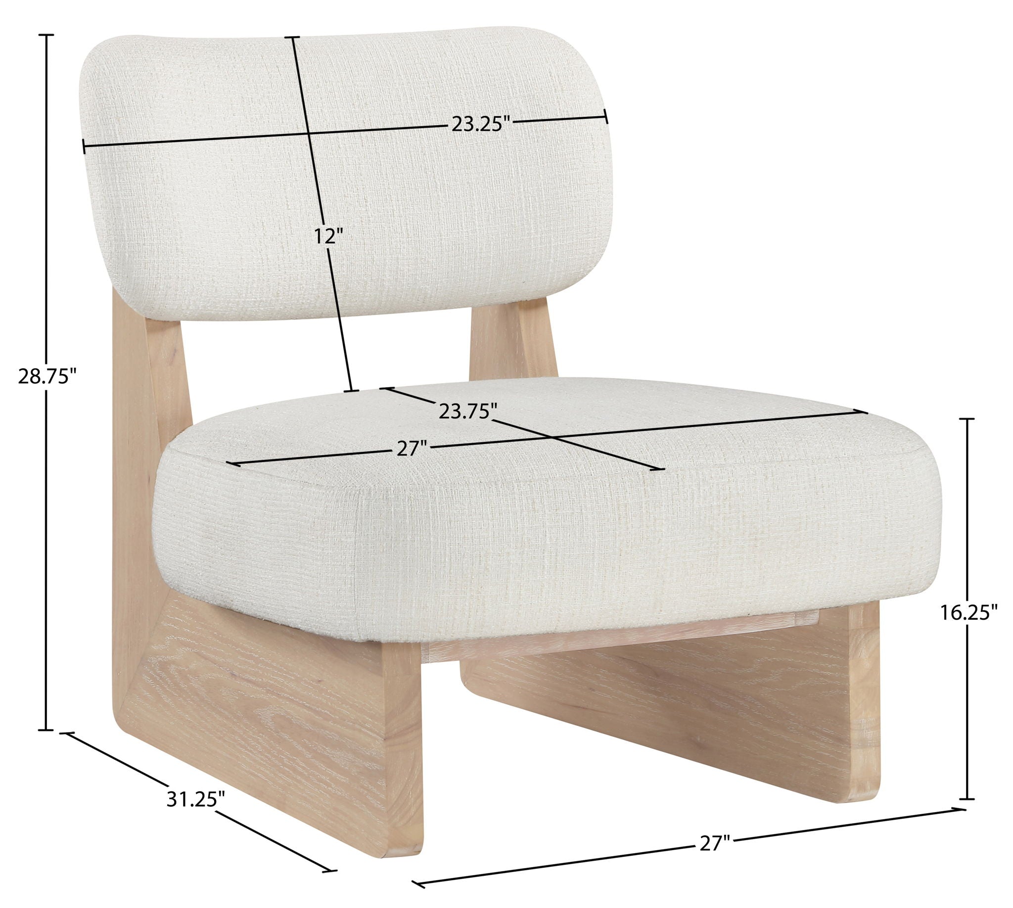 Vetra - Linen Textured Fabric Upholstered Accent Chair With Natural Base