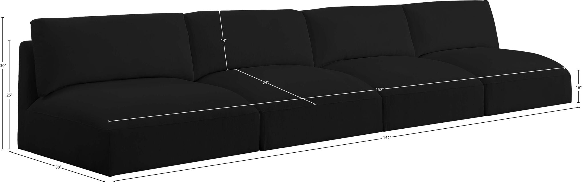Ease - 4 Seat Modular Armless Sofa