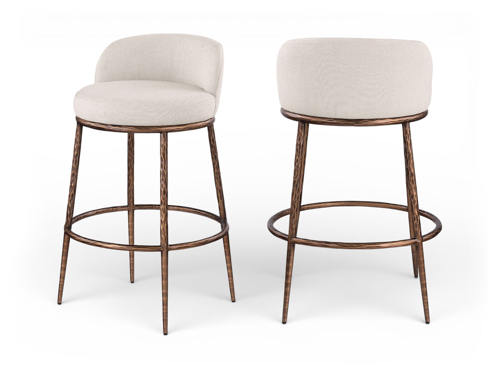 Ferro - Performance Fabric Upholstered Bar Stool - Antique Bronze