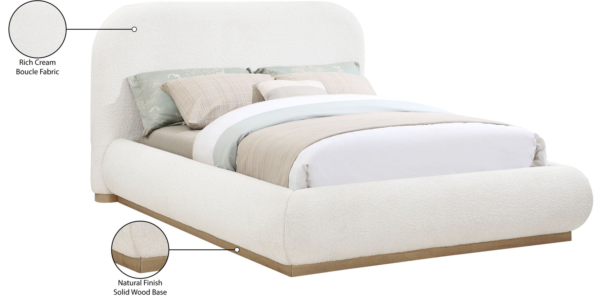 Vaughn - Boucle Bed With Natural Base