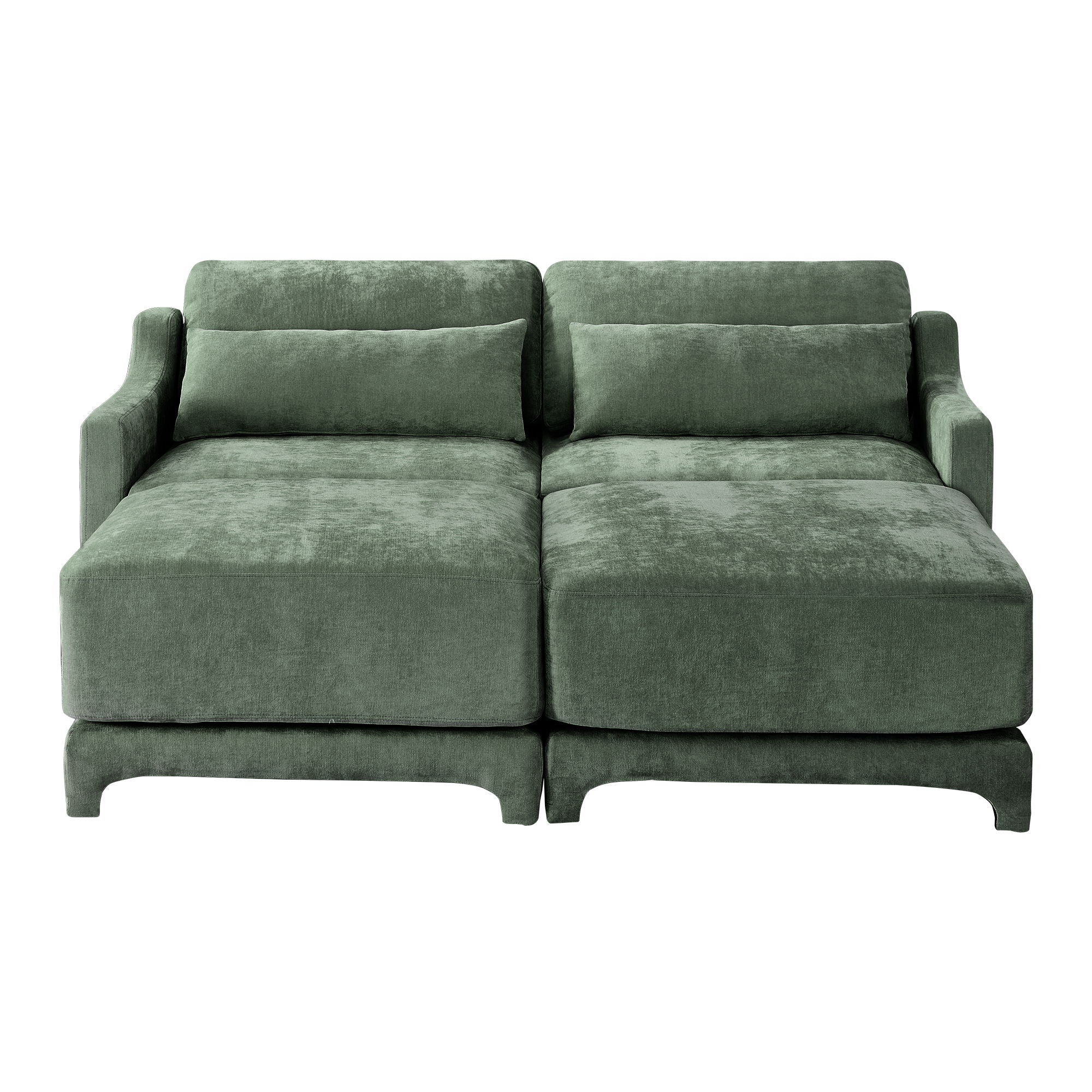 Stylish Sofa With Ottoman And Lumbar Pillows, Ergonomic Design