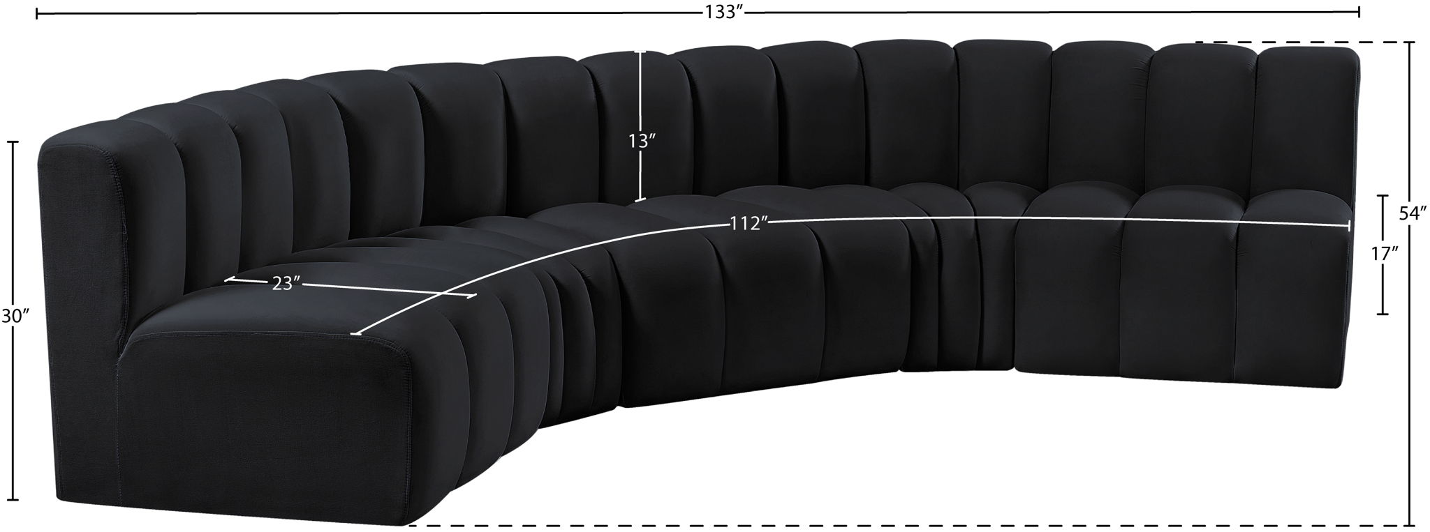 Arc - Velvet 5 Piece U-Shaped Modular Sofa