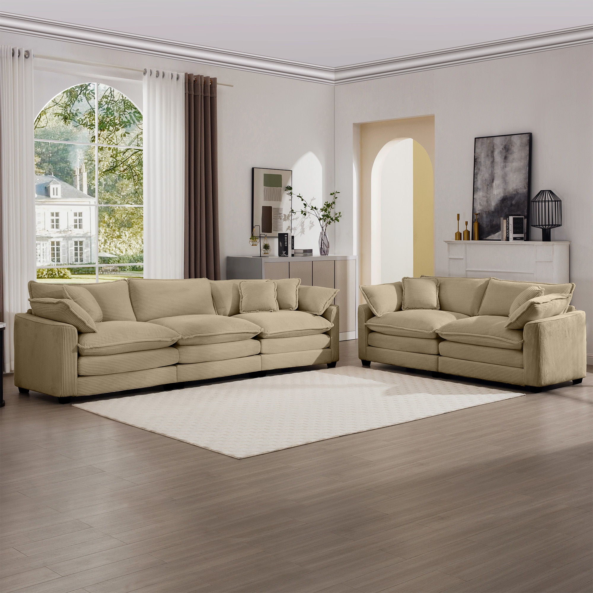 Elegant Oversized Sectional Sofa Set With Deep Seats And Flexible Layout