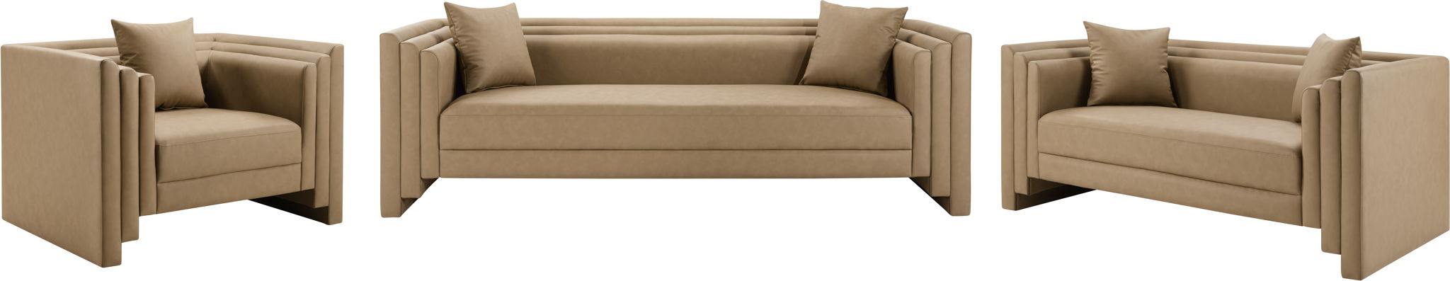Everett - Vegan Leather 67" Upholstered Loveseat - Tan