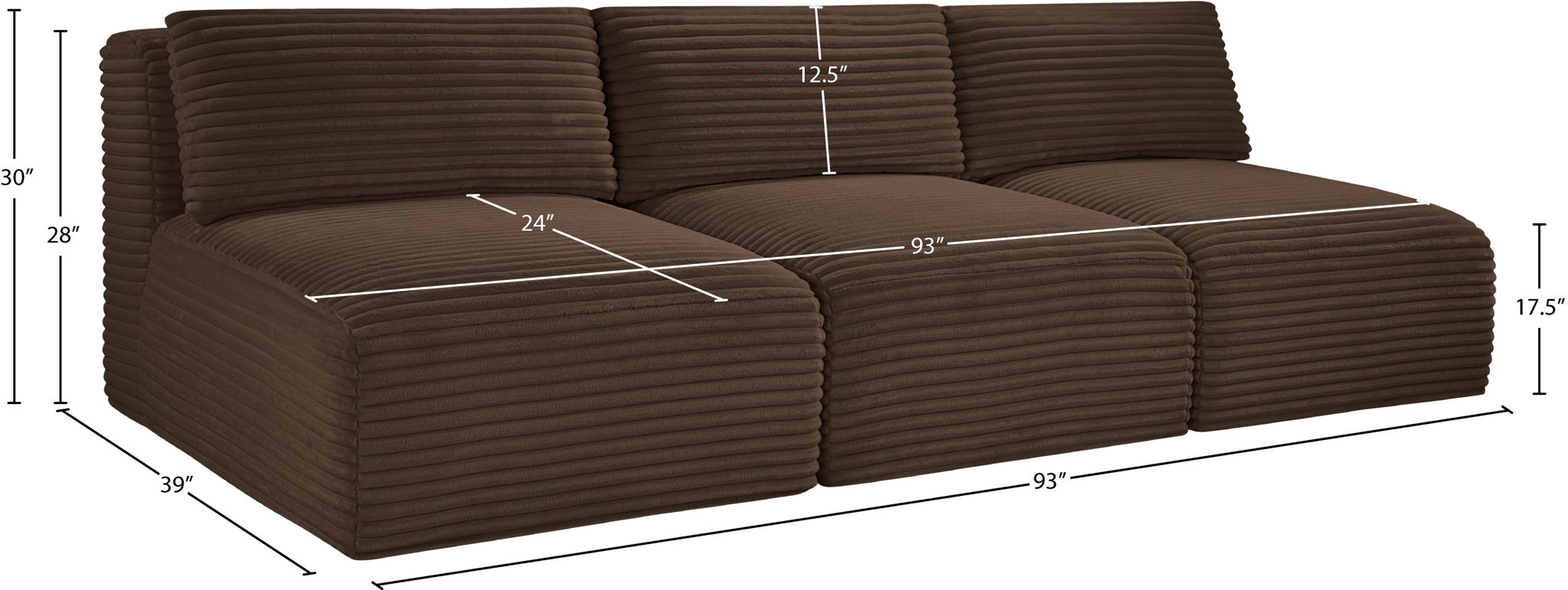 Shaggy - 3 Seat Modular Armless Sofa