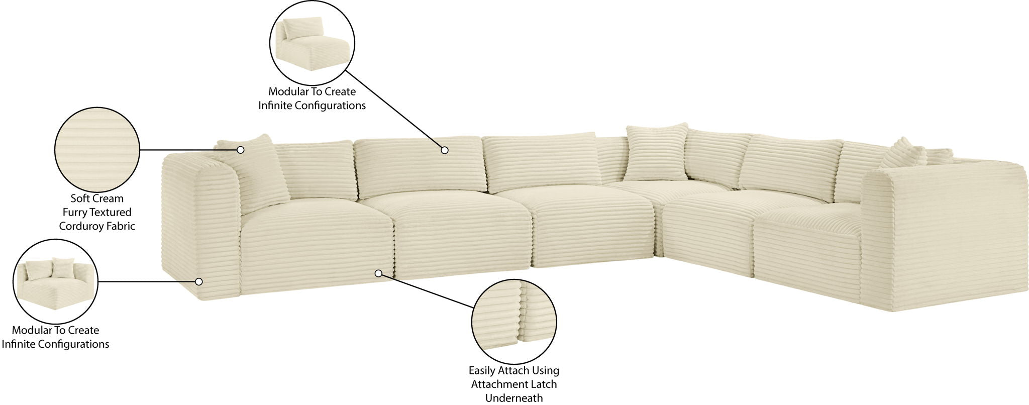 Shaggy - 6 Piece Modular Corner Sectional
