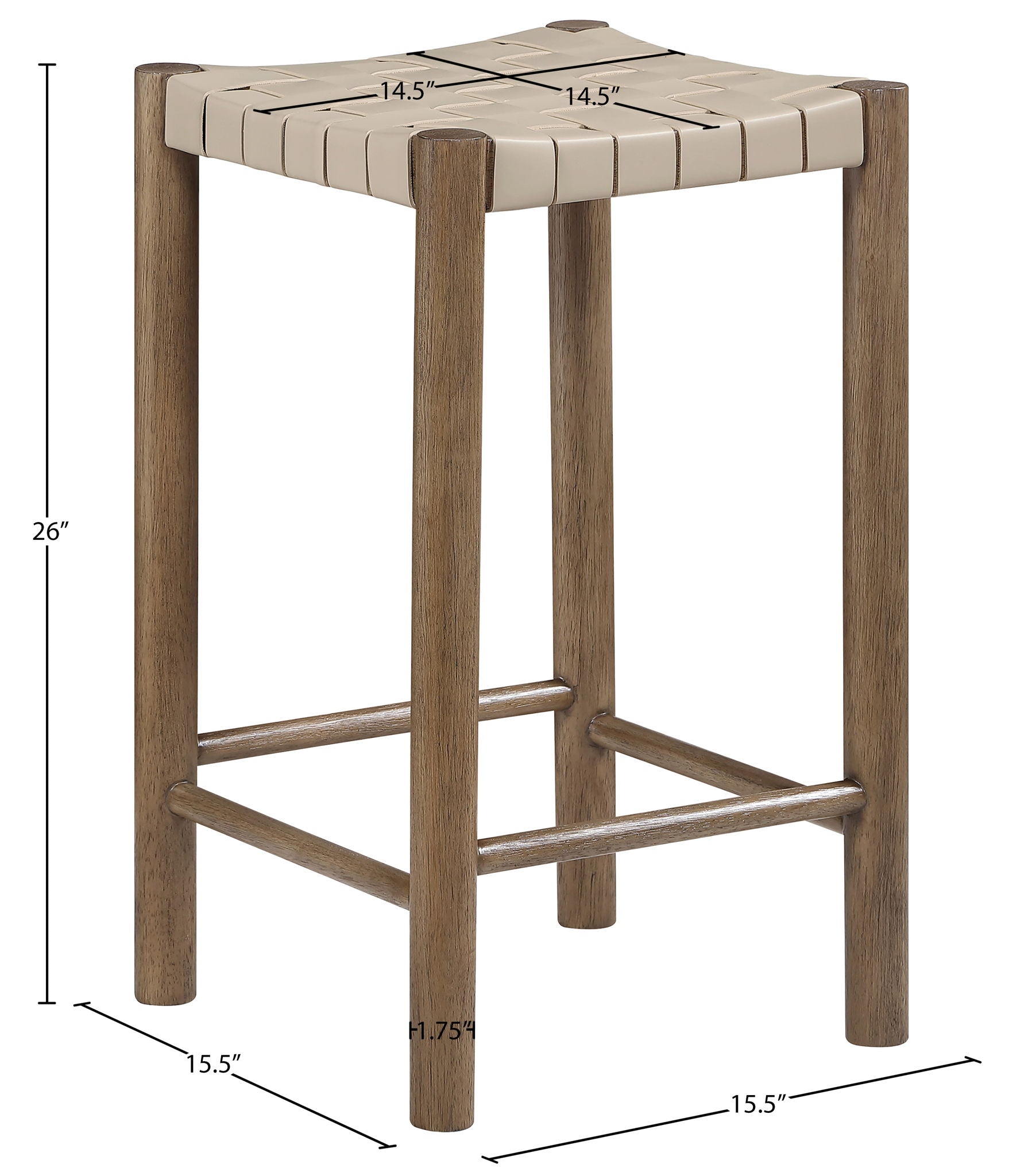Entwine - Vegan Leather Upholstered Backless Counter Stool - Painted Brown