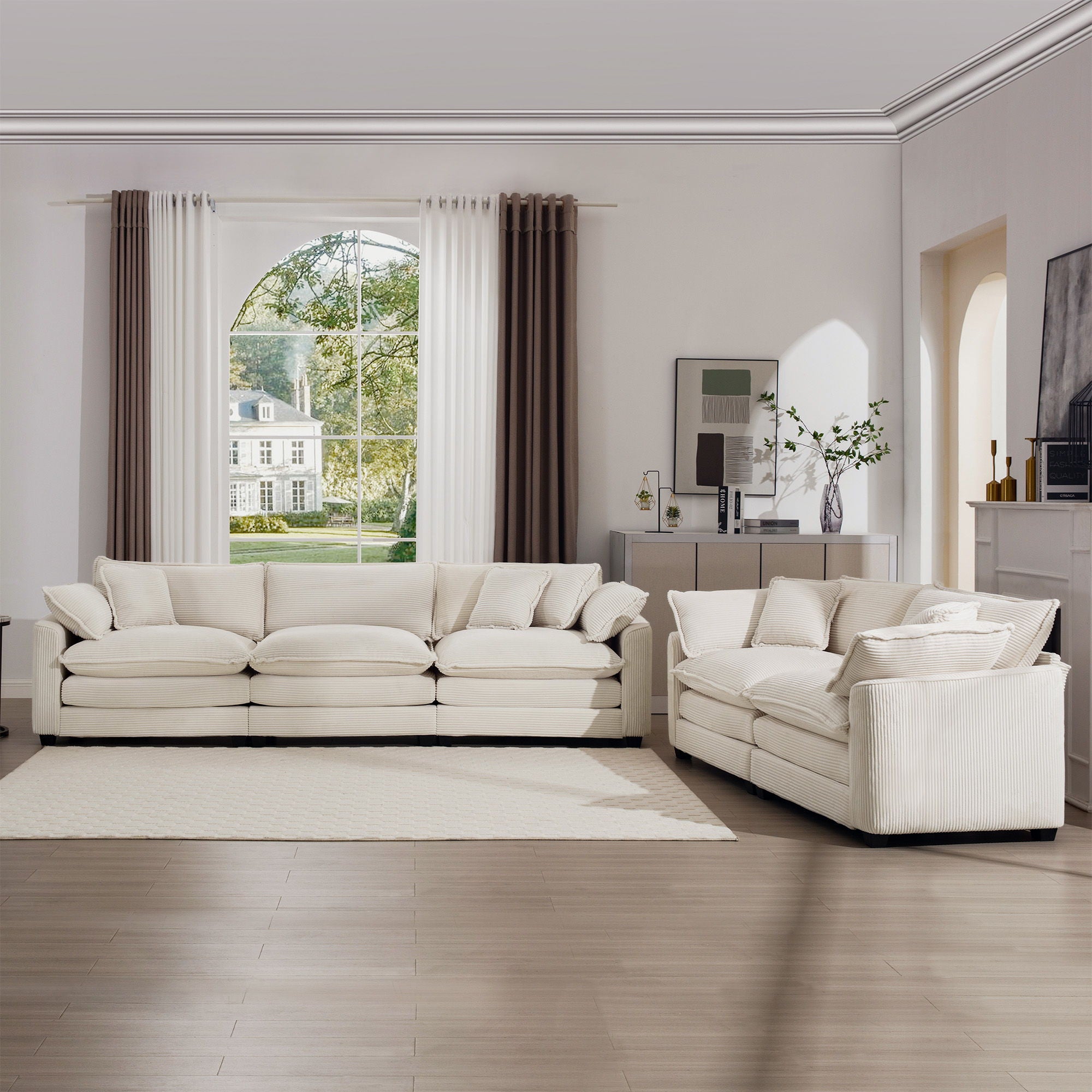 Elegant Oversized Sectional Sofa Set With Deep Seats And Flexible Layout