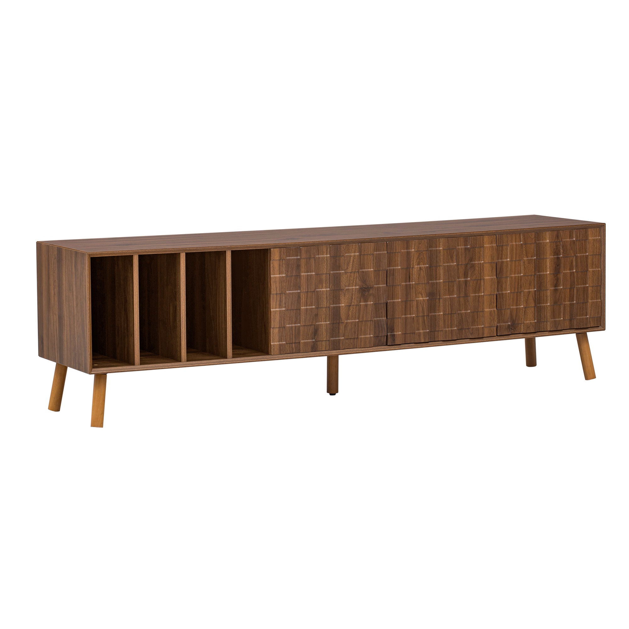 TV Stand, Cabinet For Living Room, Fits TVs Up To 80" - Walnut