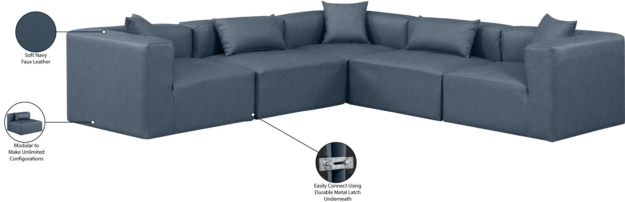 Cube - 5 Piece Modular Corner Sectional