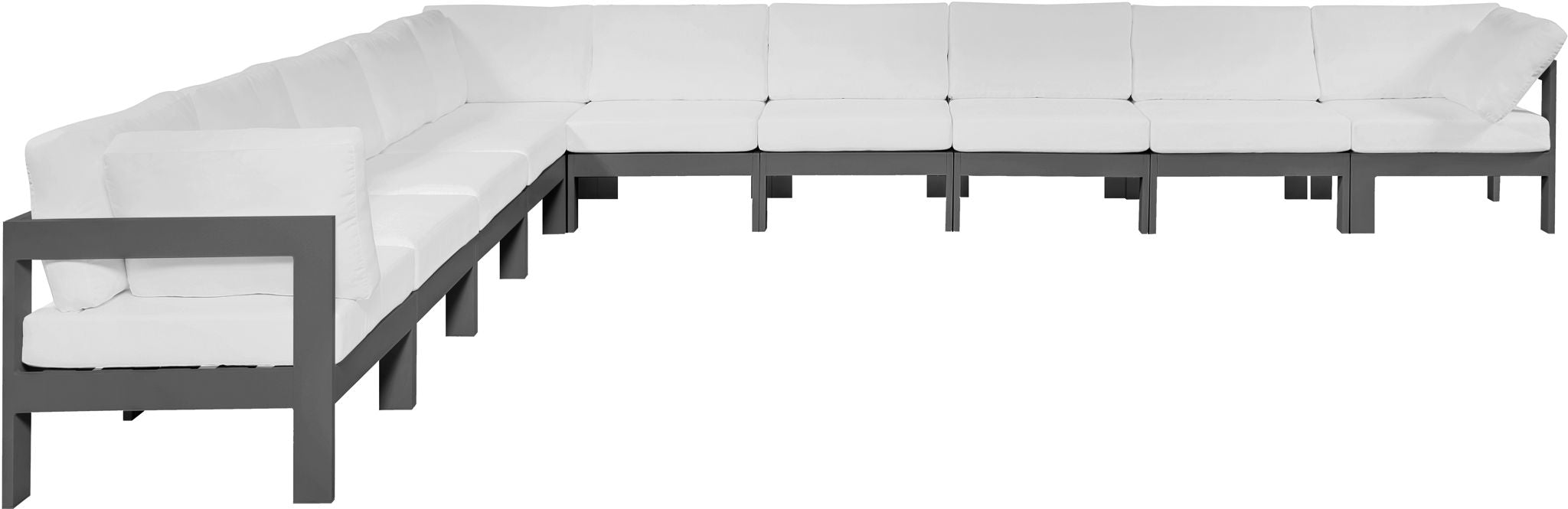 Nizuc - Outdoor Patio 10 Piece Modular Sectional With Gray Frame