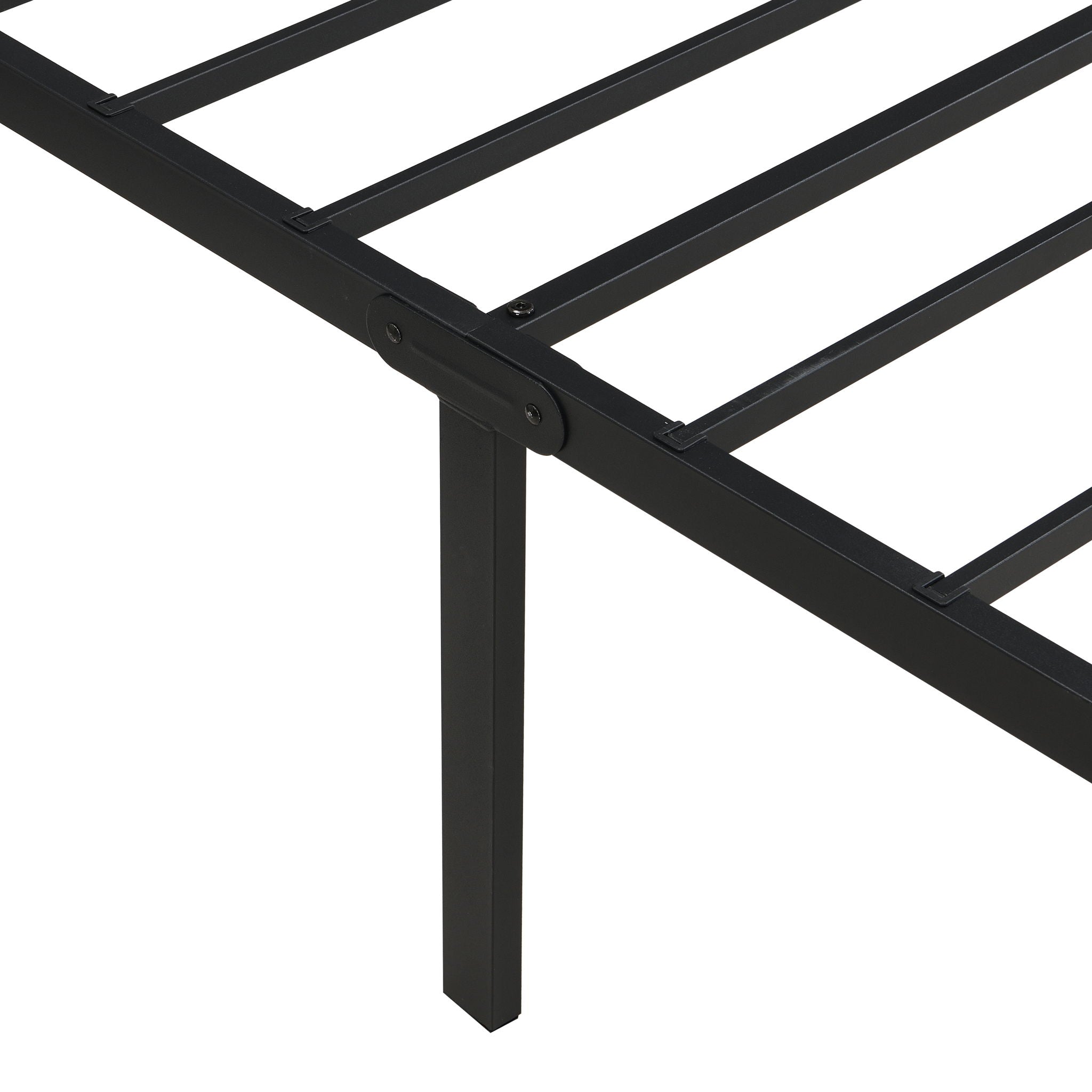 Heavy Duty Queen Size Bed Frame With Quiet Support - Black