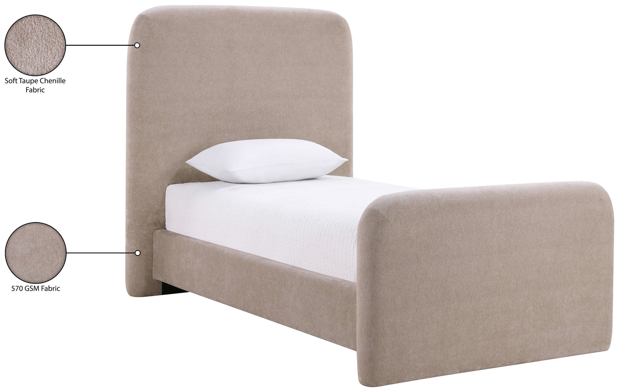 Fira - Chenille Fabric Upholstered Bed