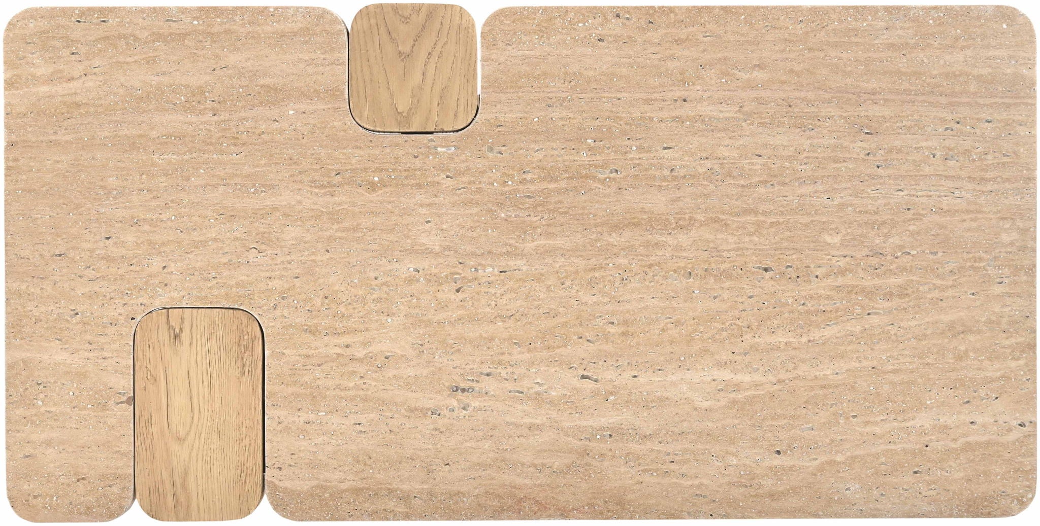 Ravenna - Genuine Fabric Travertine And Oak Wood Table