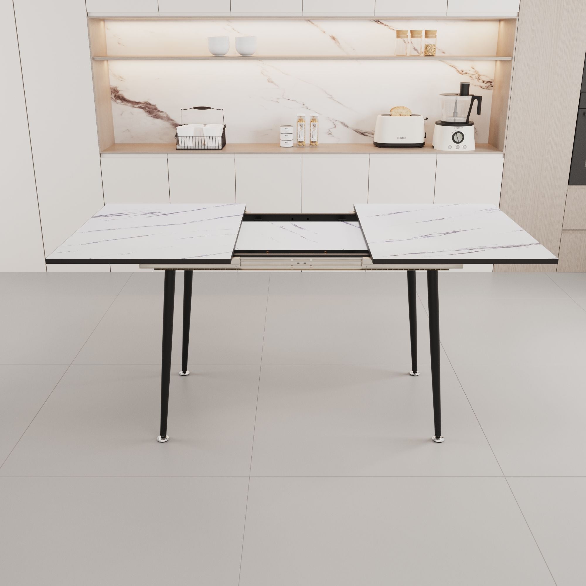 Modern Extendable Dining Table And Chair Set For 2 - 6 People