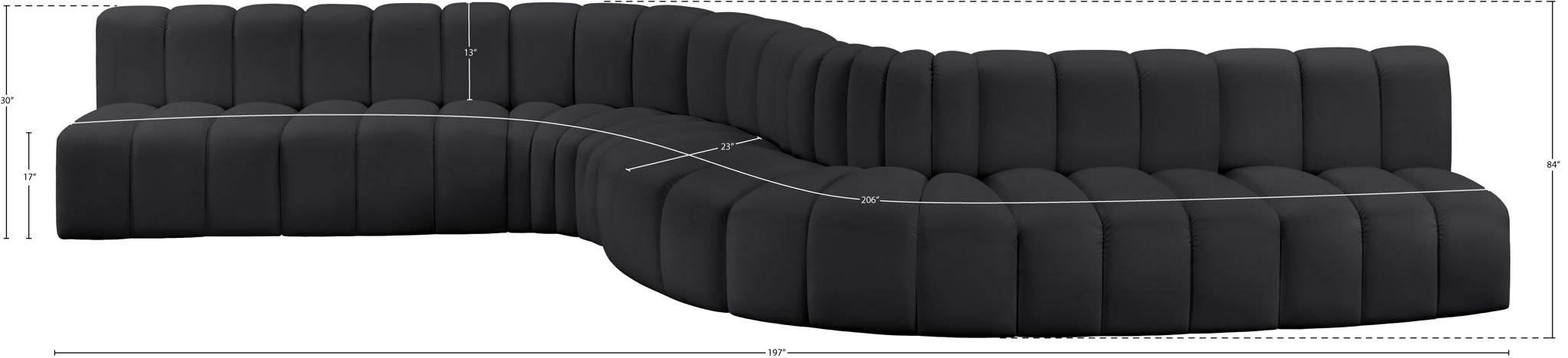 Arc - Faux Leather 8 Piece Curved Modular Sofa