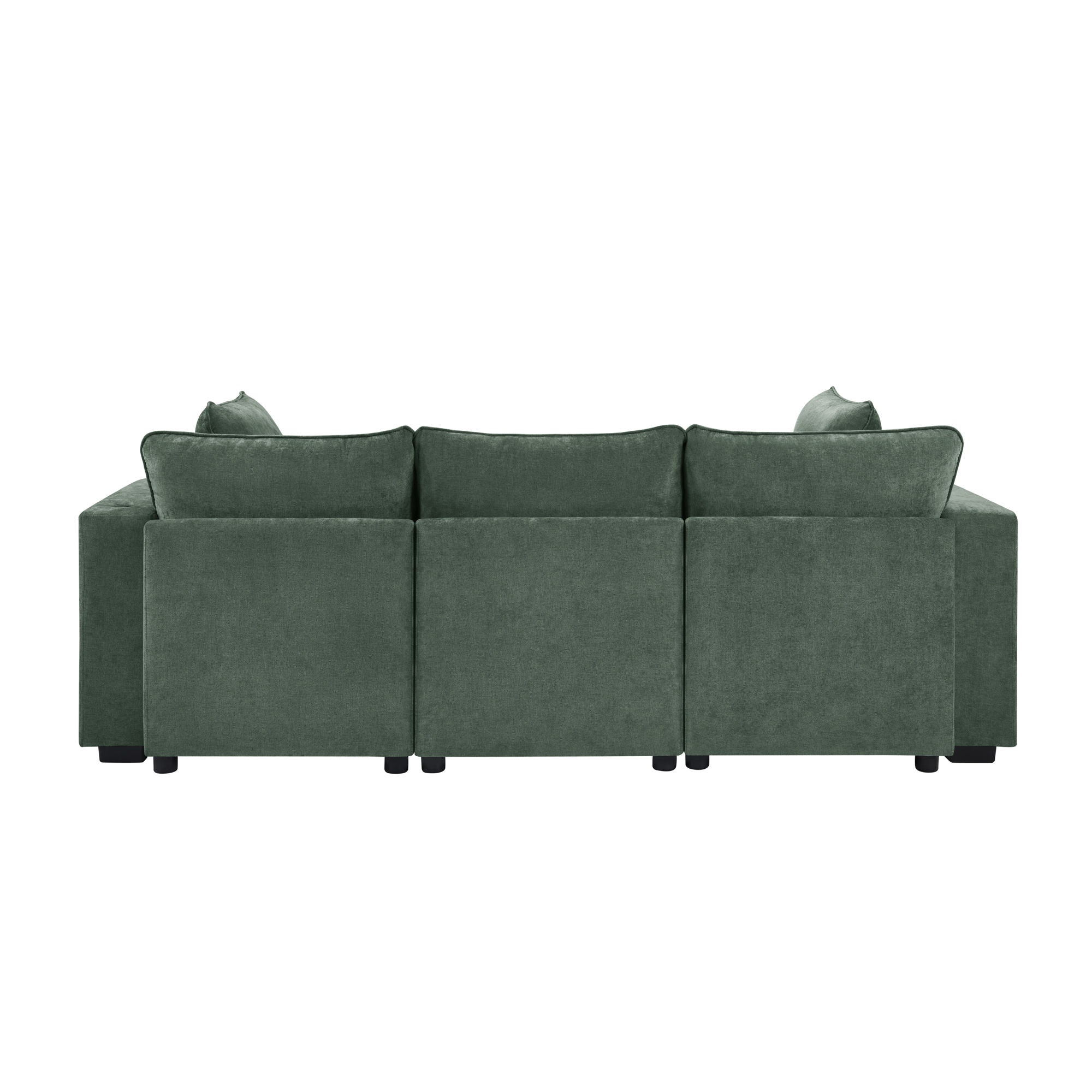 Modern Sectional Sofa U-Shaped With Movable Ottoman Storage Armrests And USB Ports