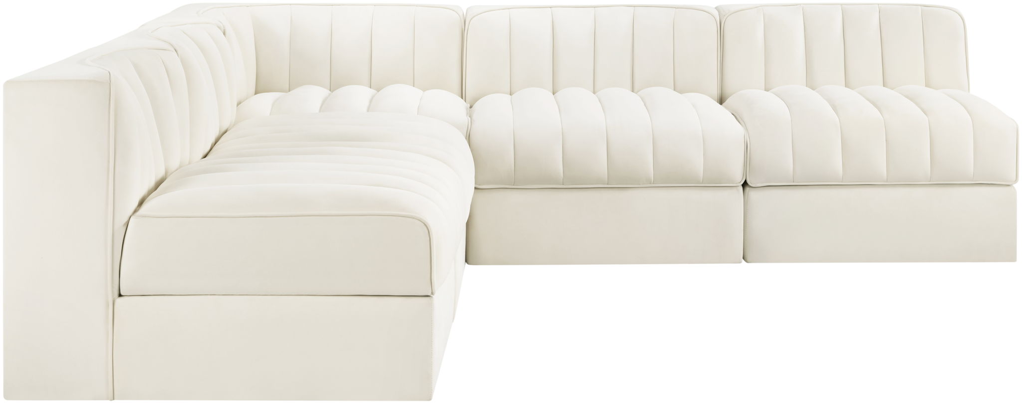 Rummi - Armless Velvet Performance Fabric Upholstered 5 Piece Modular Sectional