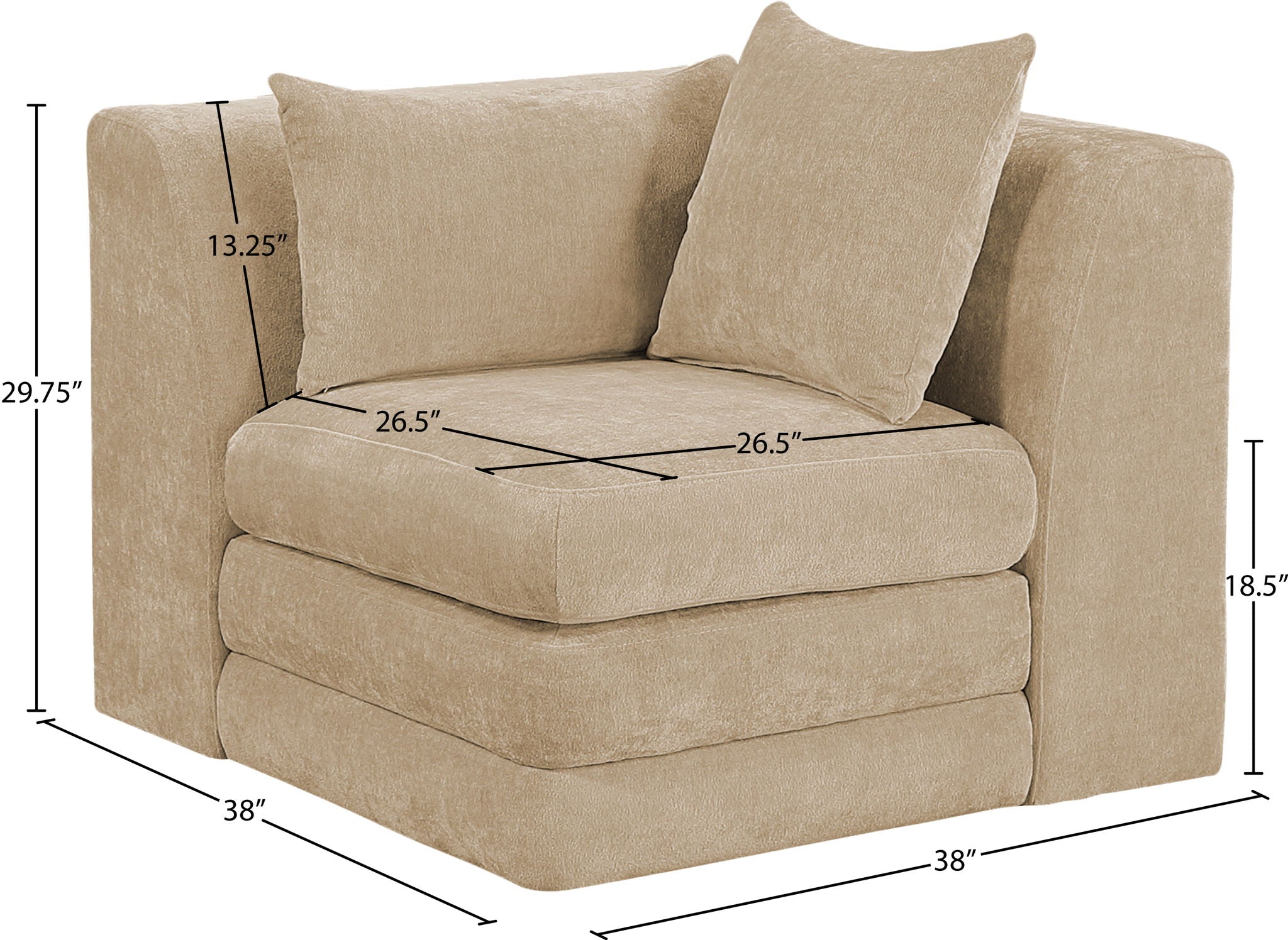 Stellar - Chenille Fabric Upholstered Modular Corner Chair
