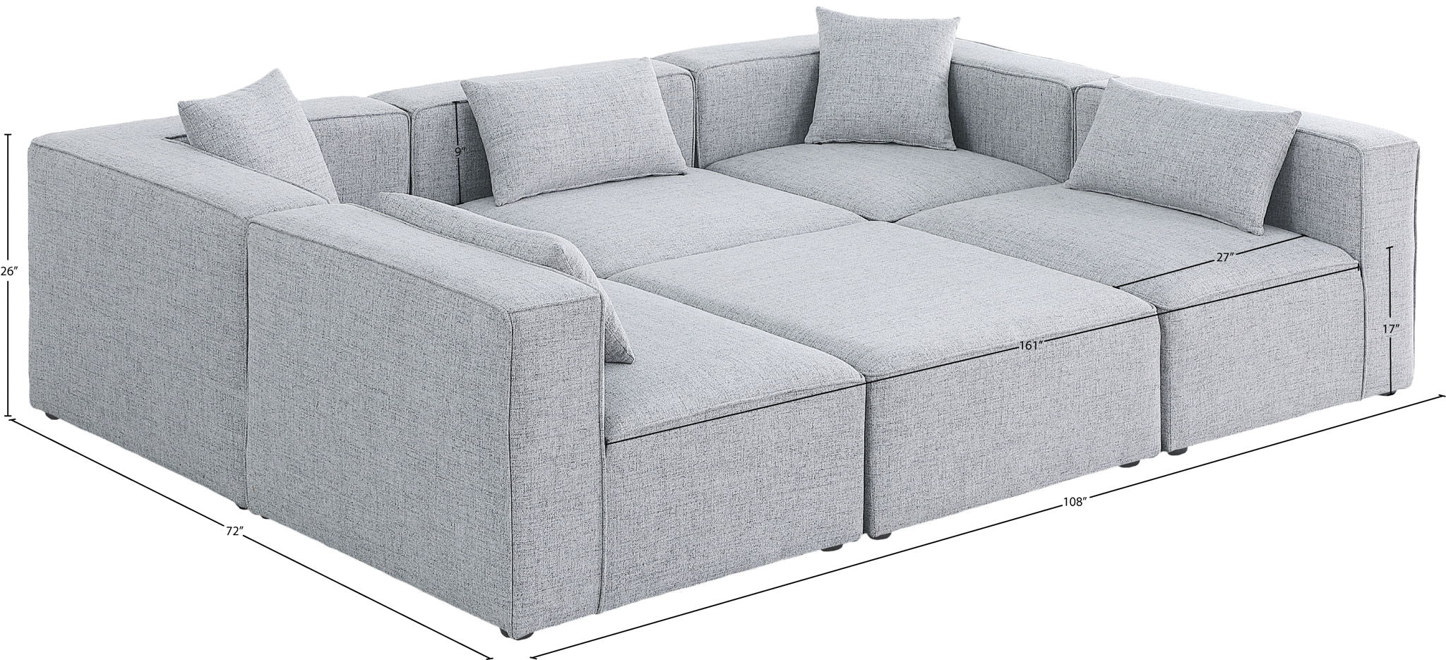 Cube - Linen 6 Piece Modular Sectional