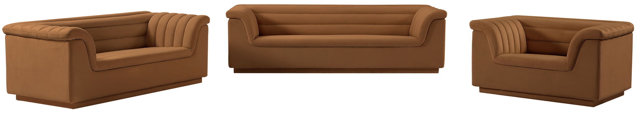 Cascade - Velvet Loveseat - Saddle